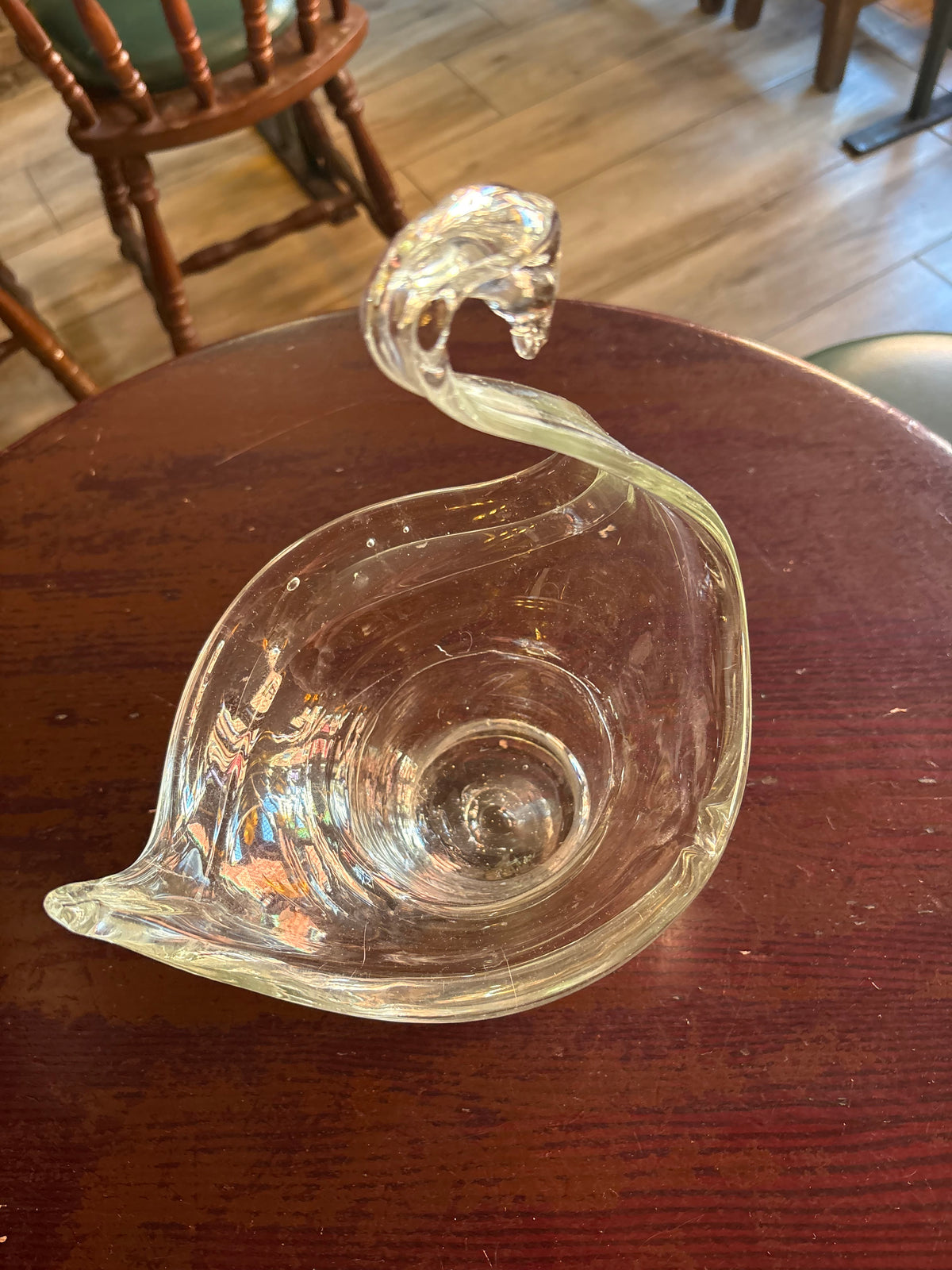VINTAGE MID CENTURY MODERN CLEAR ART GLASS SWAN BOWL OR PLATTER