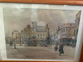 Framed High Street Dundee print showing a tram, early motor car and pedestrians among historic buildings.