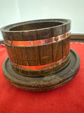 VINTAGE JAPANESE CYPRESS WOODEN RICE JAR WITH COPER BANDS